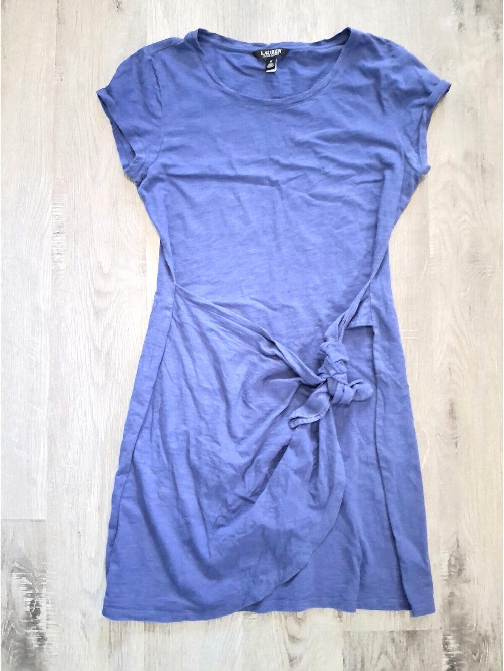 LAUREN Ralph Lauren Woman's Size 12 Blue Cap-Sleeve Short Dress w/Side-Tie Knot